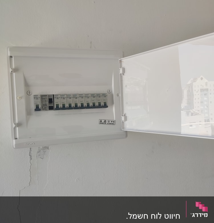 לוח חשמל פתוח עם מפסקים